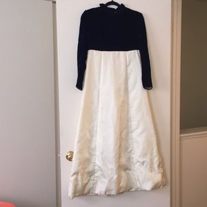 Blue Velvet Long Sleeve Dress